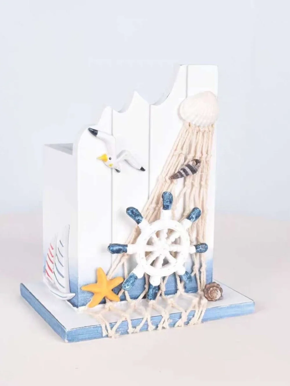 Wooden Pen holder Nautical Theme Nautical Desk Decor Organizer Mediterranean